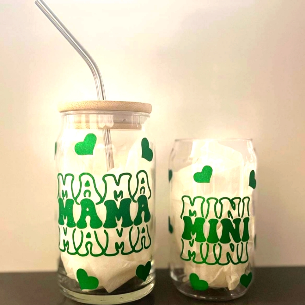 "Mama" 16oz Clear Glass